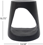 WILLIAMSPACE Side Table Hollow End Table for Living Room, Modern Farmhouse Retro Style, Wood-Like Texture Magnesium Oxide Material for Indoor & Outdoor, No Assembly, ø14.5'' × 16.75" H, Black
