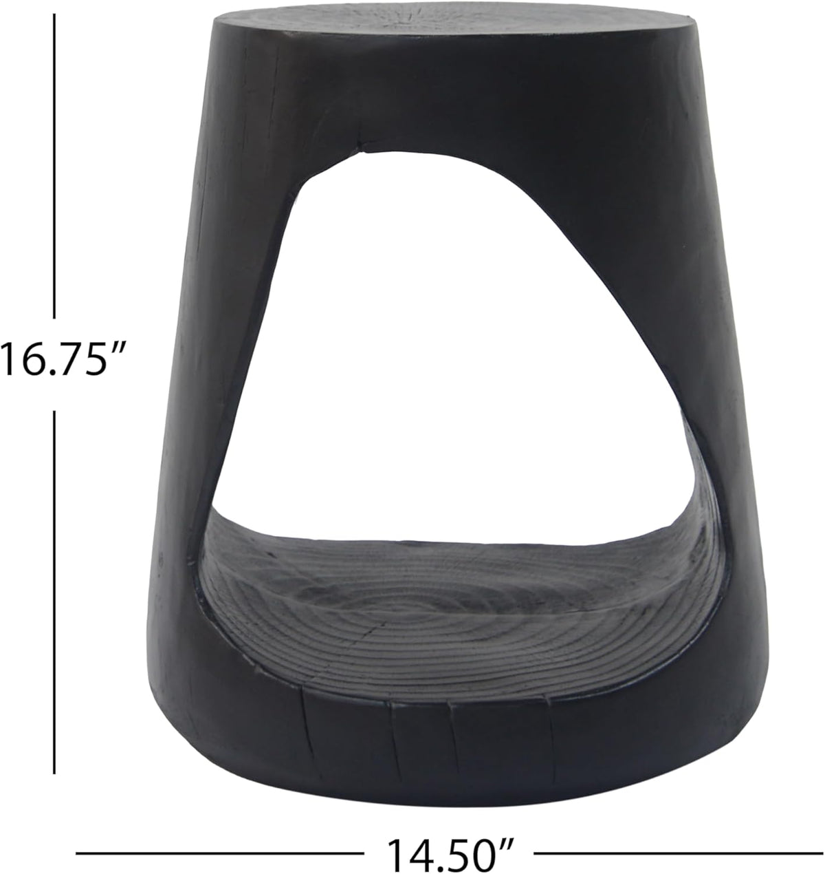 WILLIAMSPACE Side Table Hollow End Table for Living Room, Modern Farmhouse Retro Style, Wood-Like Texture Magnesium Oxide Material for Indoor & Outdoor, No Assembly, ø14.5'' × 16.75" H, Black