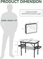 Titanker Small Camping Table Foldable 2ft, Folding Picnic Table with Side Racks & Net, Folding Camp Table Portable Beach Table, Car Camping Essentials, Sturdy Light Aluminum, Gift for Father Husband