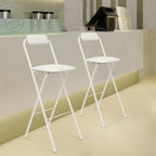 2PCS 29.53'' H Folding Bar Stool with Backrest, White Tall Folding Chair, 275LBS Load Capacity, Portable Collapsible Stool Kitchen Island, Bar, Cafe, Dining Room