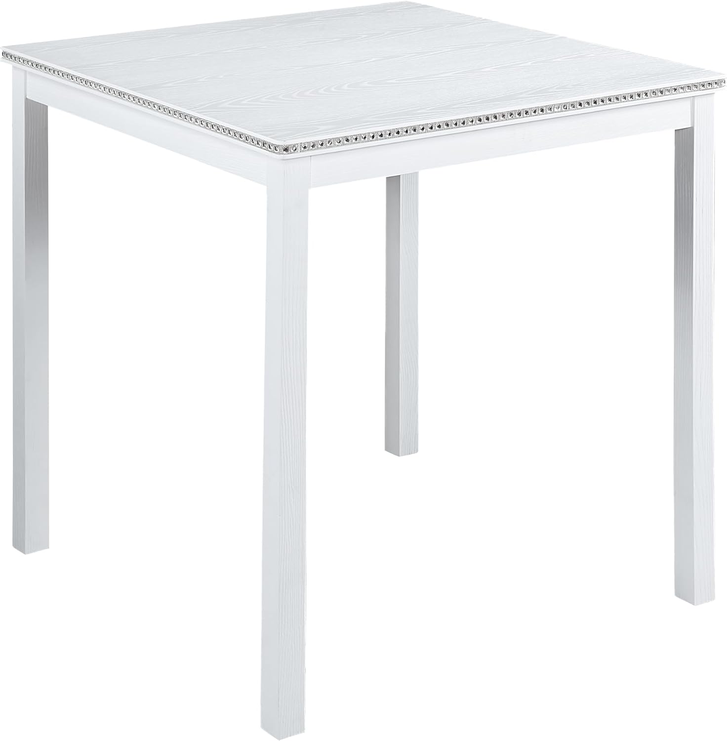 LUMISOL Wood Square Dining Table for 4, Farmhouse Counter Height Kitchen Table for Small Space, No Included Chairs, White