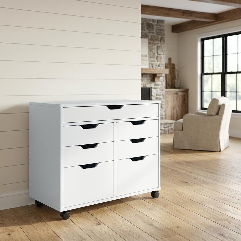 Furnifact White Storage Cabinet, Contemporary Pantry Organizer, Durable Composite Wood Finish, Space-Saving Design for Kitchen, Utility Room, Home Storage