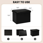 B FSOBEIIALEO Folding Storage Ottoman Cube Faux Leather Ottomans for Living Room, Bedroom, Home Office, Dorm Storage Footrest Black 16.5"x12.6"x12.6"
