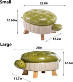 Animal Ottoman Footstool, Turtle Sofa Stool, PU Leather Upholstered Wood Ottoman Foot Stool (Color : Green-S)