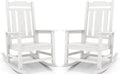 SERWALL Oversized Outdoor Rocking Chair Set of 2, HDPE Outdoor Rocking Chair for Adults, White