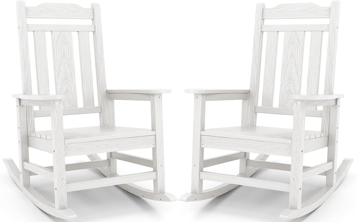 SERWALL Oversized Outdoor Rocking Chair Set of 2, HDPE Outdoor Rocking Chair for Adults, White