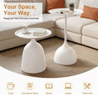 Nesting Side Tables Set of 2, White Iron Round Pedestal End Table | Metal Nesting Side Table Set, 15.75in Round Tray Top, Modern Sofa Table Accent Table for Living Room Bedroom Apartment