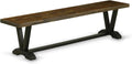 East West Furniture VB677 V-Style Modern Dining Table Bench with Wood Seat, 72x15x18 Inch, Multi-Color