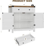 HOSTACK 31.5"W Kitchen Storage Cabinet, Farmhouse Coffee Bar Cabinet, White | Small Buffet Cabinet with Doors & Wide Drawer, Wood Sideboard Buffet, Entry Table w/ Adjustable Shelf for Dining Living Room