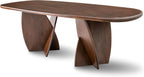 Furniture of America Nazaen XI Mid-Century Modern Solid Wood 82.6-inch Live Edge Oval Dining Table with Sculptural Double Pedestal Base for Home Kitchen, Dinette, Rich Walnut