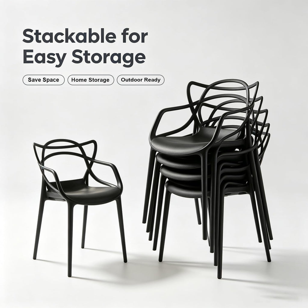 Table with 4 Chairs for Small Spaces, Pedestal Base Table | Easy Maintenance，UV Protection，Single-pedestal square dining table，Stackable for Easy Storage