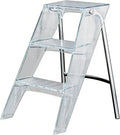 Transparent Acrylic 3-Step Folding Step Stool, 220 lbs Weight Capacity, Sleek Collapsible Step Ladder with Compact Design, Portable for Home, Kitchen, Bathroom and Closet