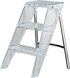 Transparent Acrylic 3-Step Folding Step Stool, 220 lbs Weight Capacity, Sleek Collapsible Step Ladder with Compact Design, Portable for Home, Kitchen, Bathroom and Closet