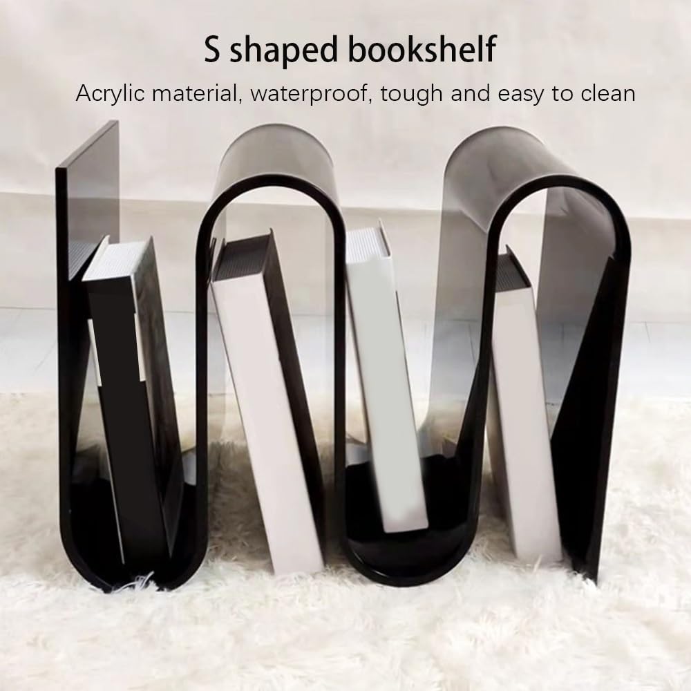 Acrylic S-Shaped Side Table, Modern Bedside Table, Brown, 11.8*13.3*16.9in