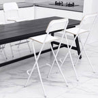 25in/29in Folding Breakfast Bar Stool, Modern Foldable Wooden Seat Tall Chair with Back and Footrest, Collapsible Counter Height Stool for Dining Room Kitchen Balcony Living Room ( Color : White , Siz
