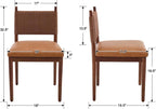 EALSON Rattan Dining Chairs Set of 2 Leather Upholstered Dining Room Chairs with Walnut Wooden Legs and Woven Back Mid Century Modern Kitchen Chairs Comfortable Armless Side Chairs for Kitchen, Brown