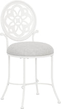 Hillsdale Marsala Metal Vanity Stool with a Circular Geometric Back Design, Off White