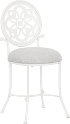 Hillsdale Marsala Metal Vanity Stool with a Circular Geometric Back Design, Off White
