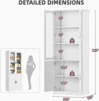 White Kitchen Pantry Cabinet, 78.7" Tall China Cabinet with Glass Doors and Adjustable Shelves, Wooden Display Cabinet for Dining, Living Room, White (Large, 31.5" W)