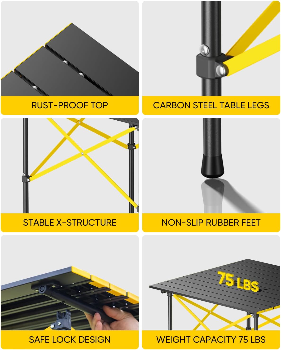 FanttikOutdoor Zeta V11 Pro Camping Table, Portable Folding Roll Up Table with Lightweight Aluminum Top & Carry Bag for Camping, BBQ, Tailgating Party, Picnic, Backyard, Large