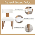 Mid Century Modern Dining Chairs Set of 4, Linen Fabric Upholstered Dining Chairs with Wood Legs, Farmhouse Kitchen Chair Armless, Comfy Side Chairs for Dining/Living Room/Kitchen, Cream