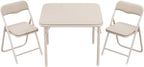 GAOMON Boys and Girls Folding Table and Chairs Set of 3, Portable Table and Chair with Pu Soft Cushion, No Installation Required, Suitable for Eating, Reading and Playing