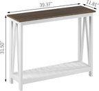 ChooChoo Farmhouse Console Table, Narrow Sofa Table for Entryway, 40 Inch | Rustic Entryway Table for Living Room, Hallway, White