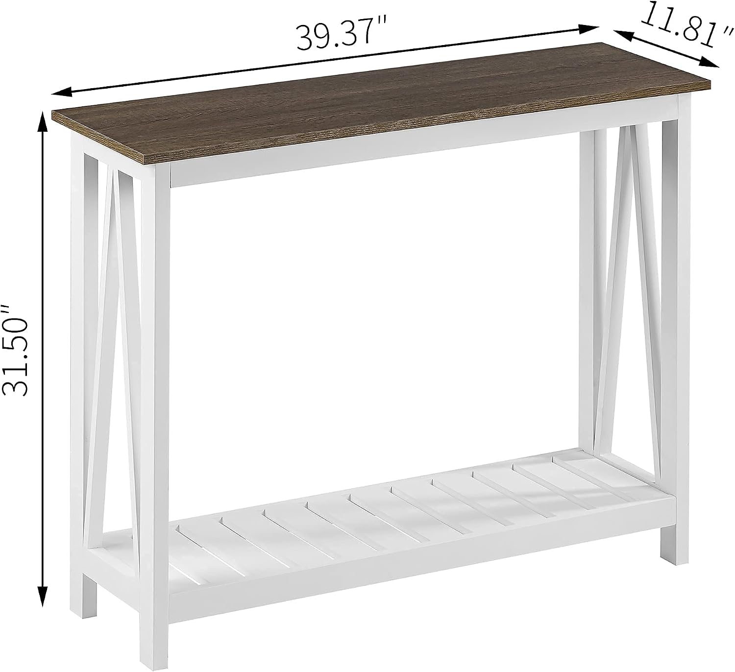 ChooChoo Farmhouse Console Table, Narrow Sofa Table for Entryway, 40 Inch | Rustic Entryway Table for Living Room, Hallway, White