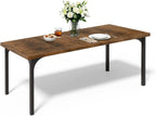VINGLI 70.8" Farmhouse Dining Table for 6-8 People, Large Rustic Wooden Kitchen & Dining Room Table, Heavy Duty Dinner Table for Family Gatherings, Home Office, Apartment, Rustic Brown