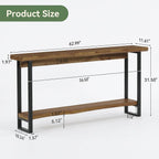 Solid Wood Live-Edge Console Table for Entryway, Farmhouse 63-Inch Narrow Long Sofa Table Behind Couch with Unique Shape, Heavy-Duty Metal Legs, Ideal for Foyer, Entrance, Living Room