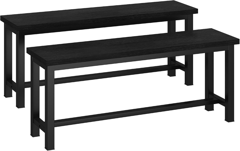 Recaceik Dining Benches, 39 Inch Table Benches, Pair of 2 Benches for Dining Room, Kitchen, Entryway, Bedroom, Industrial Small Bench Kitchen Bench with Metal Legs, Easy to Assemble, Black