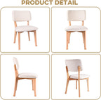 Wooden Dining Chairs Set of 4, Mid Century Modern Kitchen Chairs with Fabric Upholstered and Curved Backrest for Dining Room, Restaurant/Cafe, 300LBS Capacity, Natural