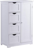 GLACER Bathroom Floor Cabinet, Multifunctional Storage Cabinet with 4 Drawers and 1 Door, Wooden Side Storage Organizer for Bathroom, Living Room or Kitchen, 22 x 12 x 32 inches (White)