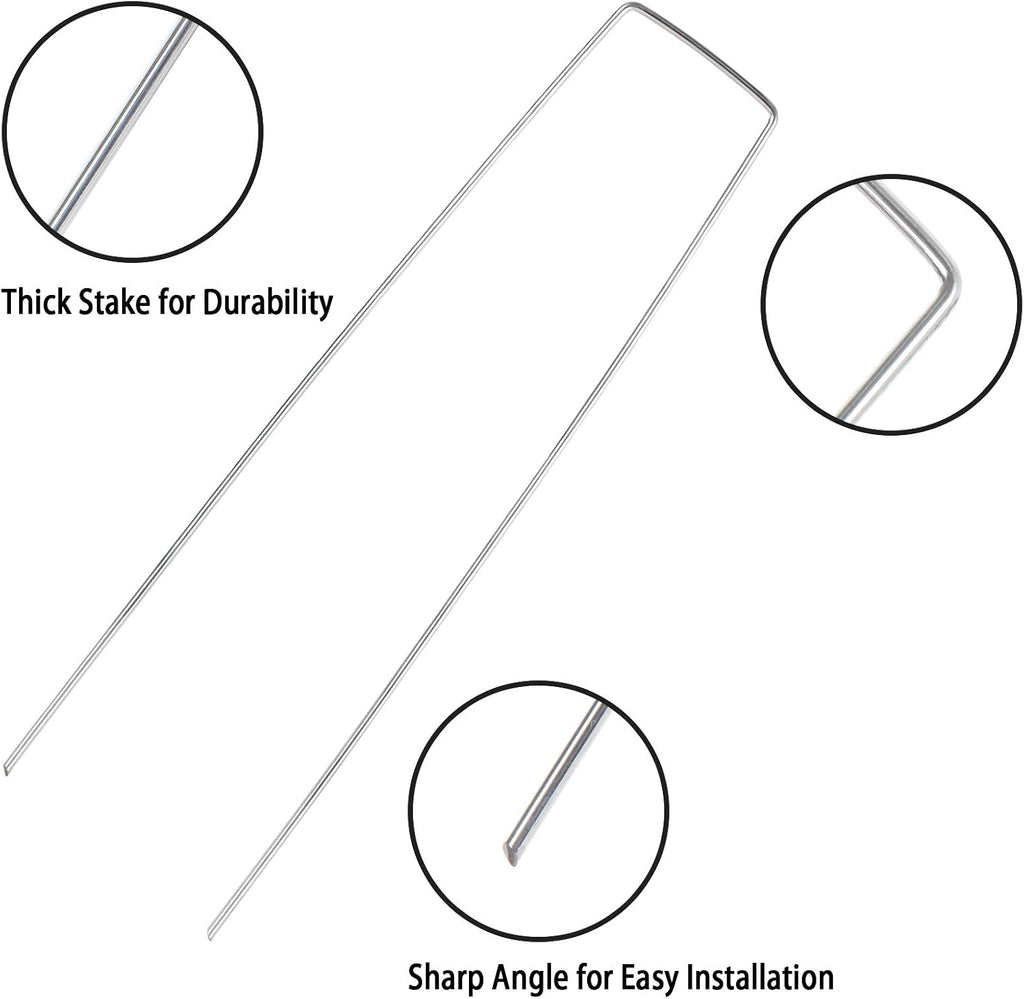 200 Pack 8 Inch Landscape Staples - Heavy Duty 11 Gauge Galvanized Steel Garden Stakes Staples - Weed Barrier Stakes U-Shaped Pins for Securing Pegs Irrigation Tubing Fabric Ground Sheets