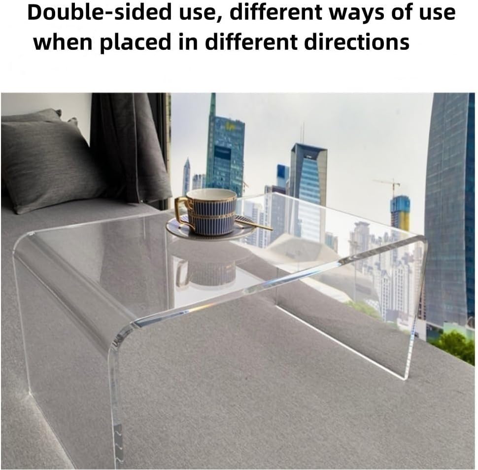 Acrylic Coffee Table, Side Table, Small Tea Table, Sofa Side Table, Small Bedside Table, Modern, Modern C-Shaped Acrylic Side Table(Brown,30 * 30 * 55cm)