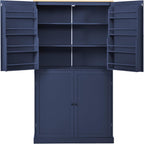 LUMISOL 71" Tall Kitchen Pantry Storage Cabinet with Doors and Shelves, Wood Farmhouse Freestanding Storage Cabinets with Drawers and Adjustable Shelves for Kitchen Storage, Blue