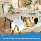 51.2 Inch Faux Marble Dining Table,Rectangular Glass Dining Table for 4-6,White Dining Room Table with Tempered Glass Tabletop and Golden Metal Legs,Luxury Dinner Table for Kitchen Apartment