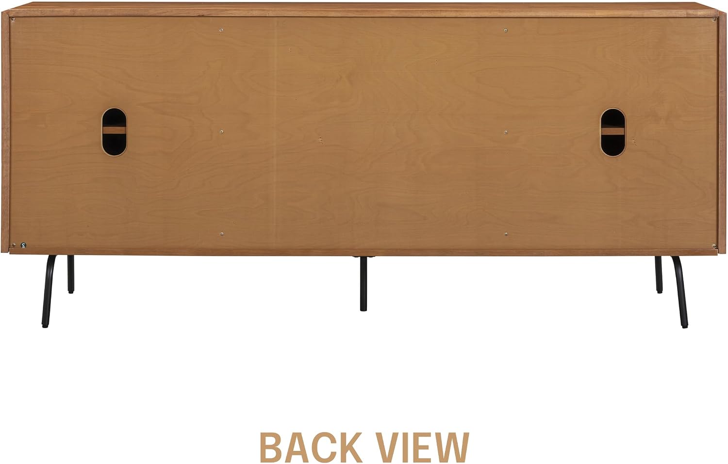 NTC MOSSIC Modern Large Sideboard with 2 Doors 3 Drawers, Natural Rattan Storage Cabinet, Buffet with Metal Legs, Boho Accent Cabinet for Living Room, and Entryway, Effortless Assembly, Teak Look