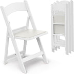 Nazhura Garden and Patio Folding Chair Set of 4 for Events and Wedding, Lightweight with Padded Seat, Water-Proof, Double Braced Frame, Non-Slip Feet, 350LB Capacity (White)