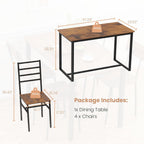 Kitchen Dining Table Set for 4, 5-Piece Kitchen Table and Chairs, Base Reinforcement Structure Dining Room Table Sets, Dining Table with 4 Chairs for Small Space, Dinette, Apartment