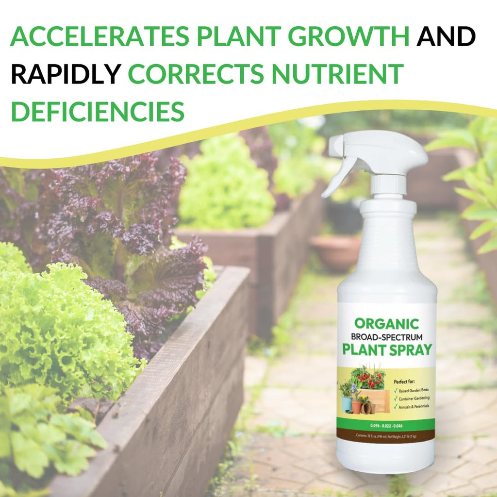 Organic Broad-Spectrum Plant Spray - Foliar Liquid Plant Food in a Spray Bottle for Outdoor Vegetables, Herbs & Flowers | Infused with Soil Enriching Microbes | 32oz, Ready to Use, No Mixing Required