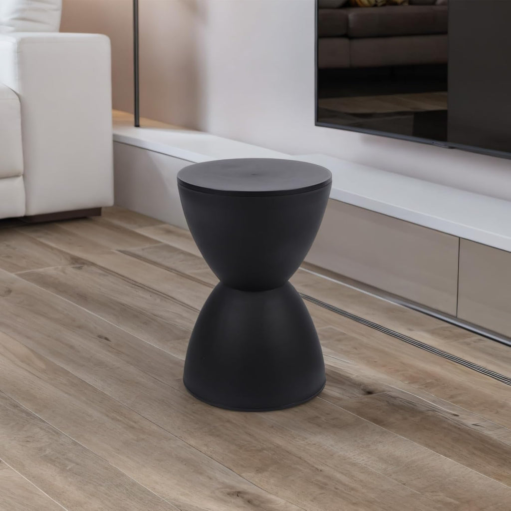 Hourglass Shaped Stool, Modern Side Table Round End Table Stool Attracting Attention Shoe Changing Home Use 43x30cm (Black)