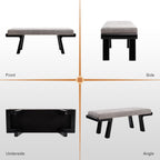 Zesthouse Solid Wood Bench for Bedroom End of Bed, Upholstered Small Entryway Bench with Cushion, 47" Grey Linen Ottoman Bench with Black Wood Legs, Modern Dining Bench Seat, for Indoor Living Room
