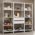 Madesa Kitchen Pantry Storage Rack with 2 Drawers and Open Shelves 74" L Multiuse Modular Cabinet for Kitchen Organization - White