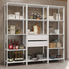 Madesa Kitchen Pantry Storage Rack with 2 Drawers and Open Shelves 74" L Multiuse Modular Cabinet for Kitchen Organization - White
