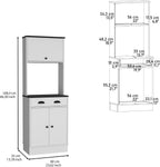Apex Kitchen Pantry 66.3" H with Drawer, 2 Cabinets, and Microwave Stand, White/Black