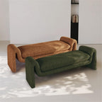 Modern Dark Green Bed End Stool Retro Style Walk-in Closet Clothes and Shoe Changing Sofa Bedroom Bench Entryway(XL)