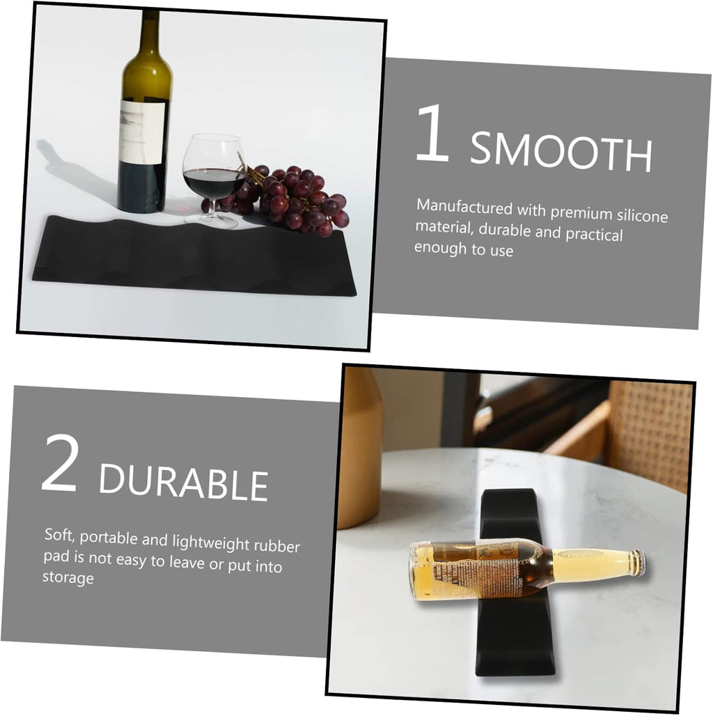 SOLUSTRE 2pcs Non-Slip Silicone Wine Bottle Tray Stackable Modern Wine Holder for Home and Bar Black Bottle Organizer Design for Easy Storage
