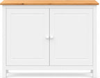 From the Tree Furniture 44" Wide White & Pine Top Solid Pine Shaker Sideboard Buffet Cabinet — 2 Doors Adjustable Shelf — No Drawer · Anti-Tip Included — Two-Tone Farmhouse Finish