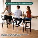 Rustic Wall Mounted Folding Table, Solid Wood Floating Desk with Stainless Steel Brackets, Space Saving Shelf for Home Office, Kitchen, Dining, Laundry Room (60X40cm / 23.63"X15.75")